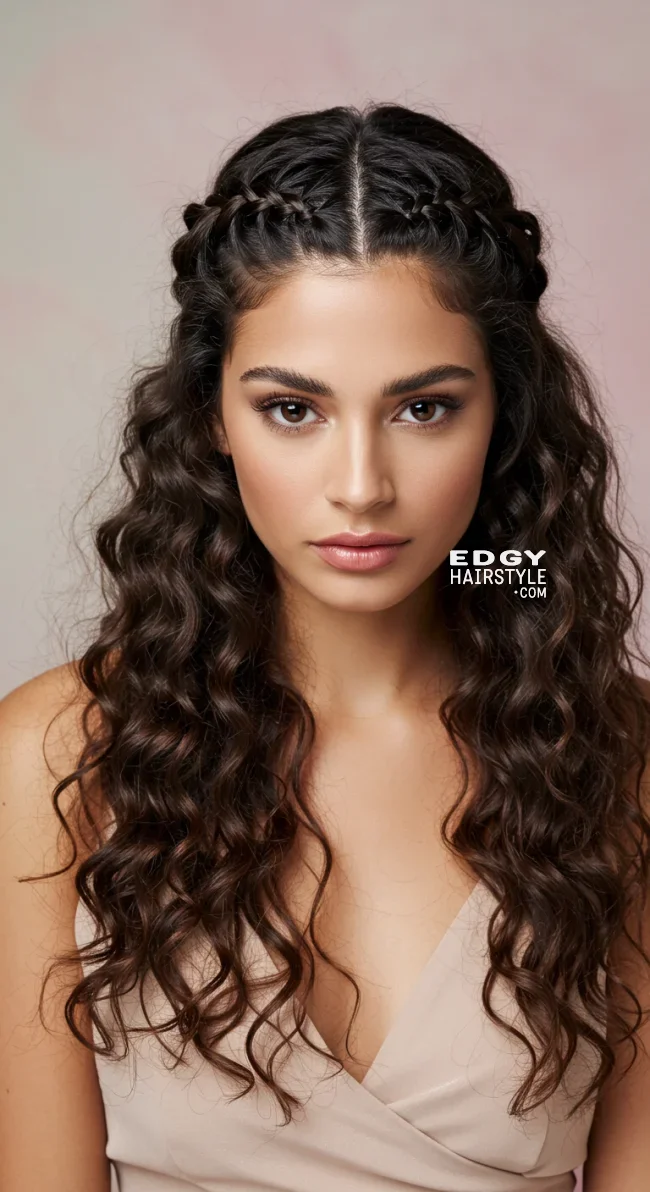6. Braided Crown | 15 Amazing Hairstyles That You Can Do With Your Long Curly Hair