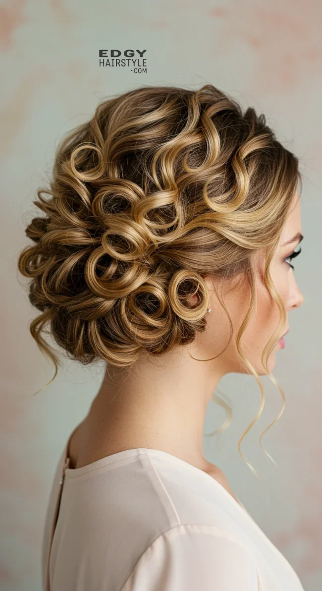 9. Elegant Curly Chignon | 15 Amazing Hairstyles That You Can Do With Your Long Curly Hair