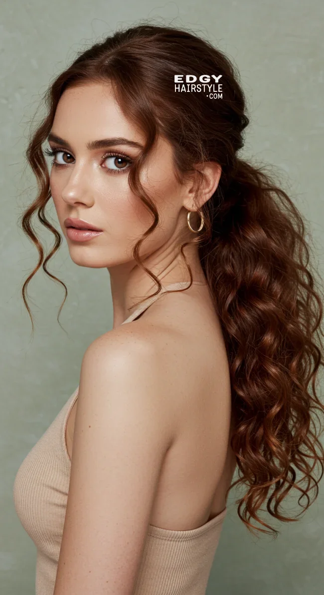 7. Low Curly Ponytail | 15 Amazing Hairstyles That You Can Do With Your Long Curly Hair