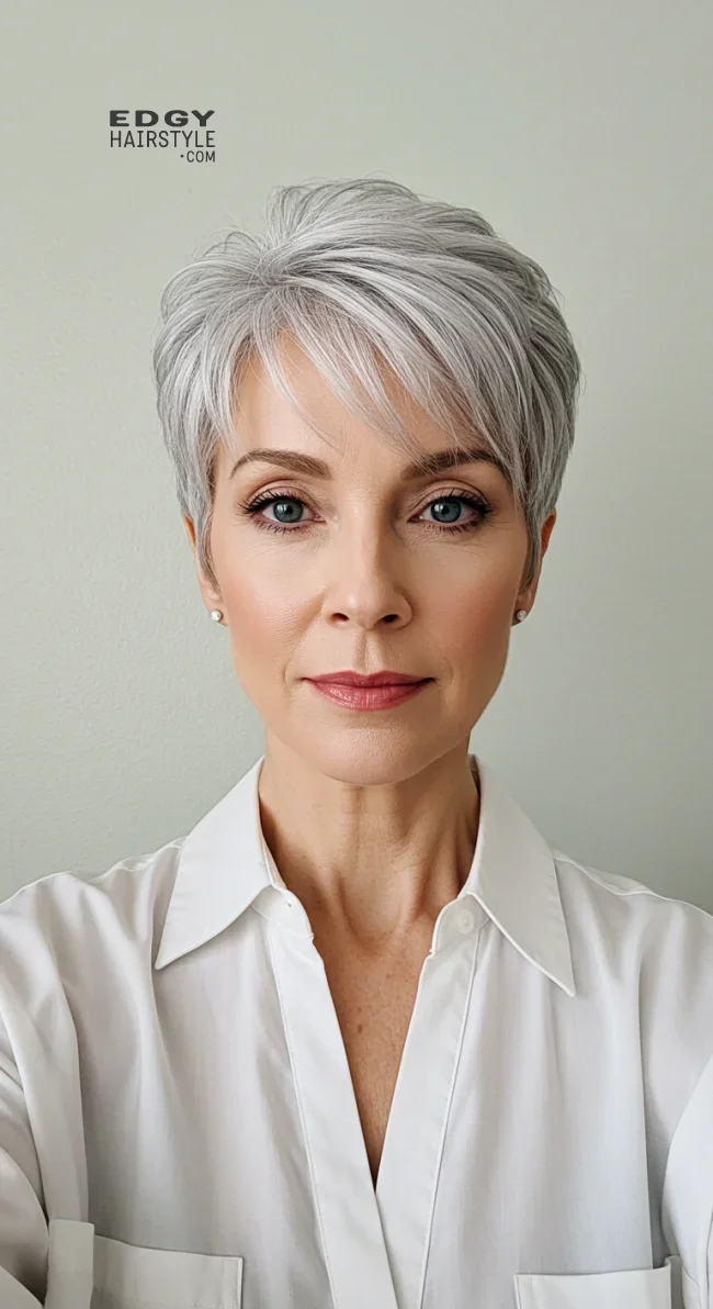 6. Silver Pixie Cut | Pixie Hairstyles For Women Over 50: Timeless And Trendy Styles