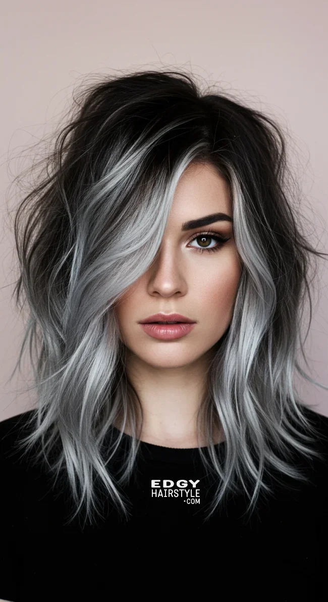 15. Classic Silver Streaks | Reverse Balayage For Grey Hair: Embracing Natural Beauty