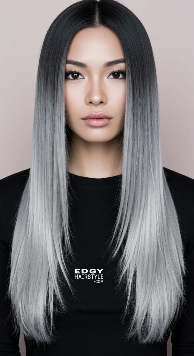 11. Dark Silver Ombre | Reverse Balayage For Grey Hair: Embracing Natural Beauty