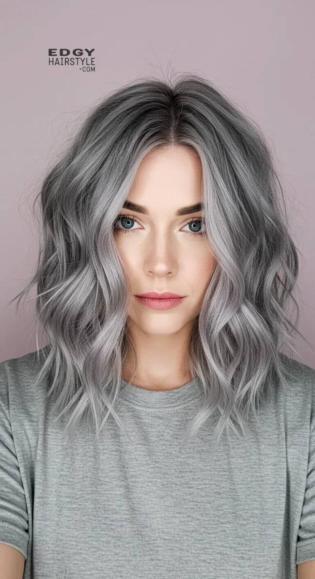 4. Dimensional Silver Waves | Reverse Balayage For Grey Hair: Embracing Natural Beauty