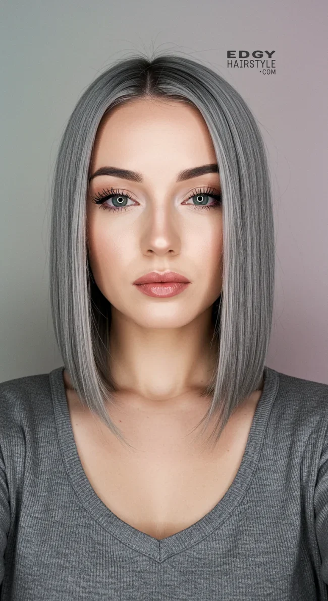 9. Steel Gray Highlights | Reverse Balayage For Grey Hair: Embracing Natural Beauty