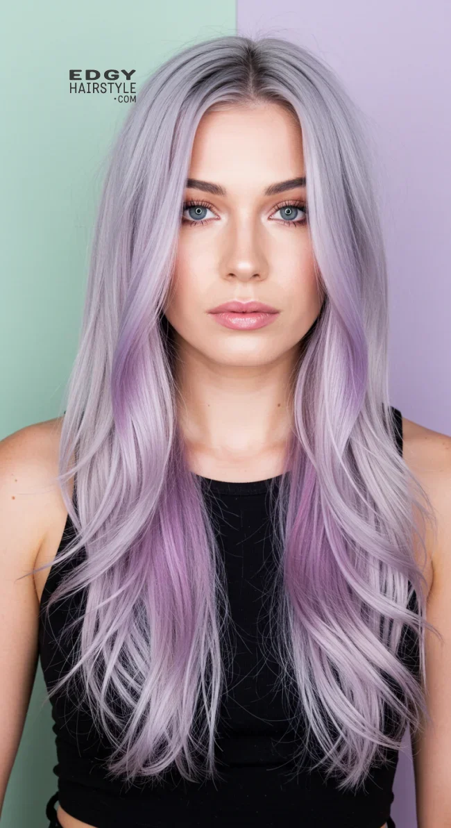 13. Silver Lavender Balayage | Reverse Balayage For Grey Hair: Embracing Natural Beauty