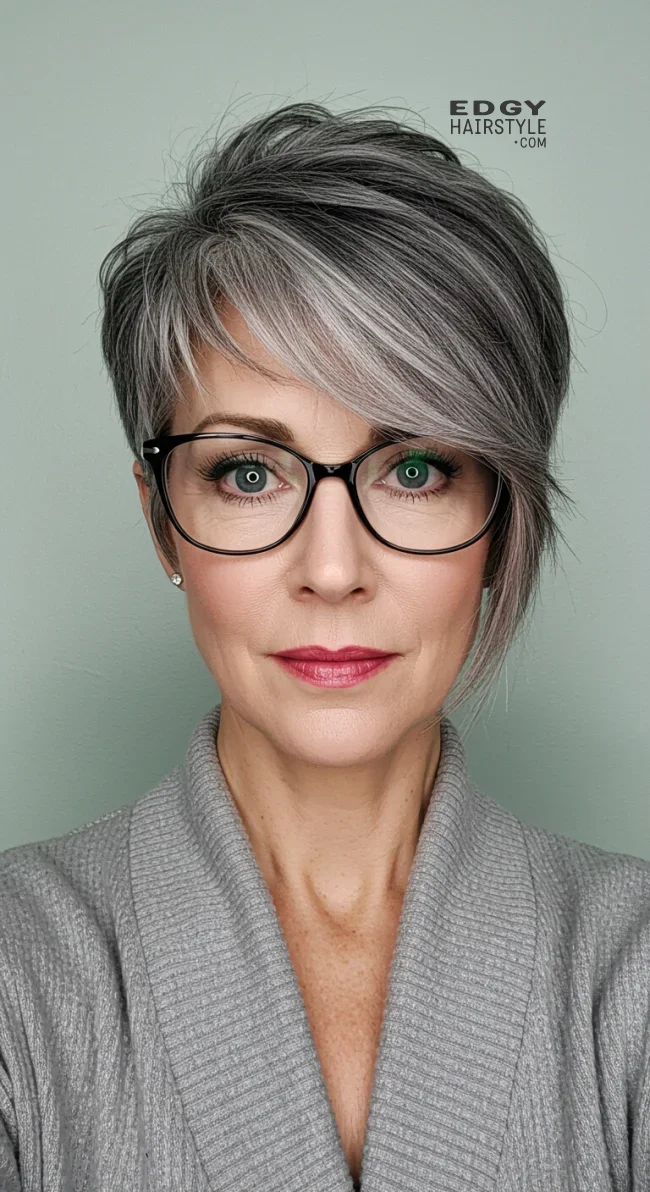 13. Asymmetrical Pixie Cut | Short Hairstyles For Women Over 60 With Fine Hair And Glasses