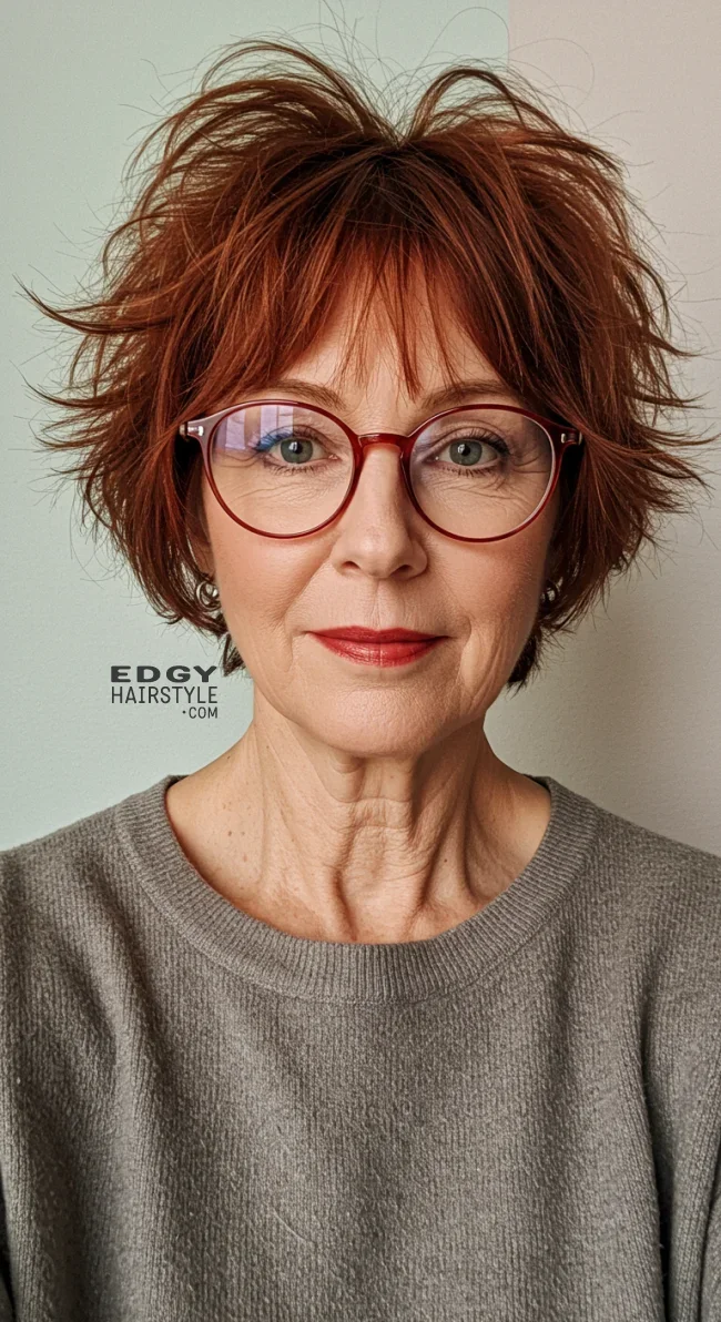 7. Short Shag Cut | Short Hairstyles For Women Over 60 With Fine Hair And Glasses
