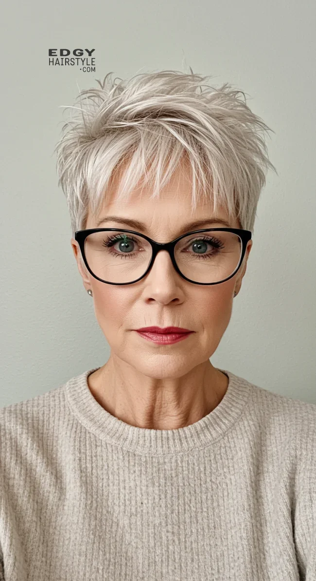 5. Textured Crop Cut | Short Hairstyles For Women Over 60 With Fine Hair And Glasses