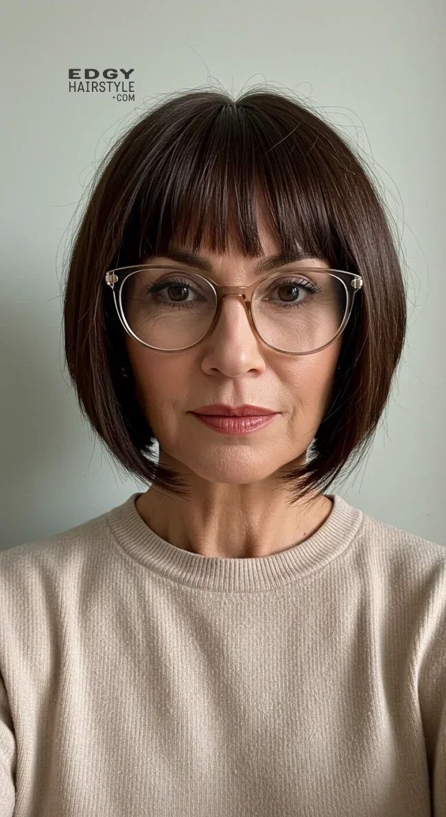 8. Classic French Bob | Short Hairstyles For Women Over 60 With Fine Hair And Glasses
