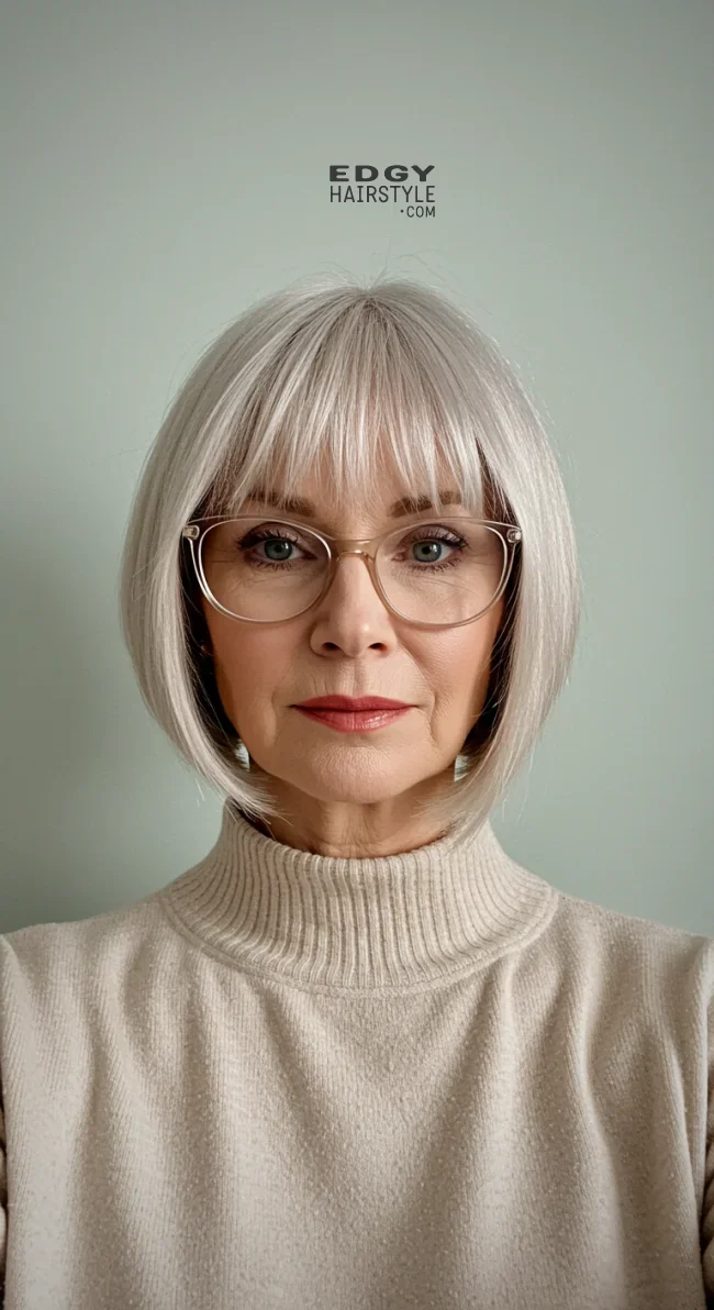 11. Short Blunt Bob | Short Hairstyles For Women Over 60 With Fine Hair And Glasses