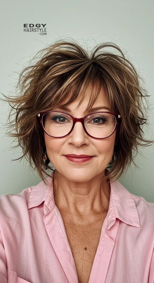 14. Short Choppy Bob | Short Hairstyles For Women Over 60 With Fine Hair And Glasses