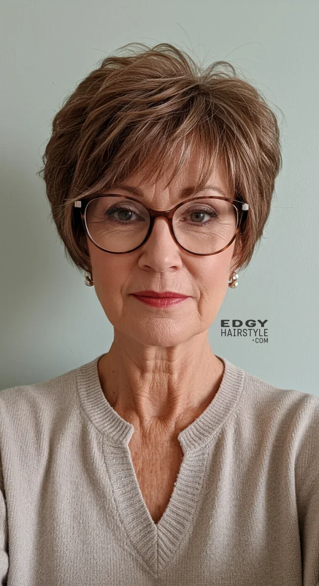 3. Feathered Short Cut | Short Hairstyles For Women Over 60 With Fine Hair And Glasses