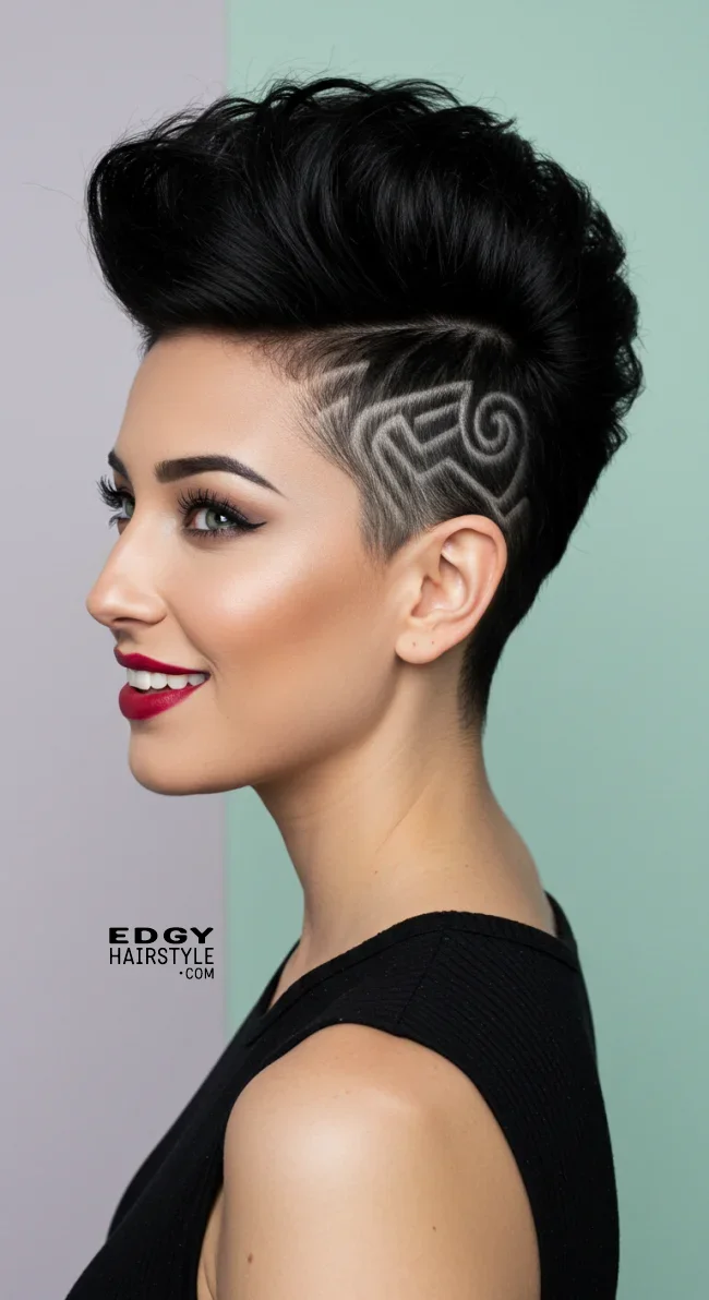 8. Mohawk with Shaved Designs | Bold And Trendy: Mohawk Hairstyles In Modern Fashion