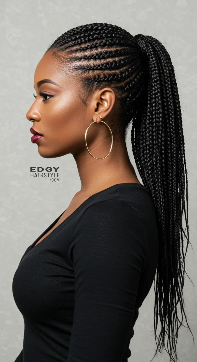 9. Feed-In Braided Ponytail | 15 Stunning Ponytail Hairstyles For Black Women