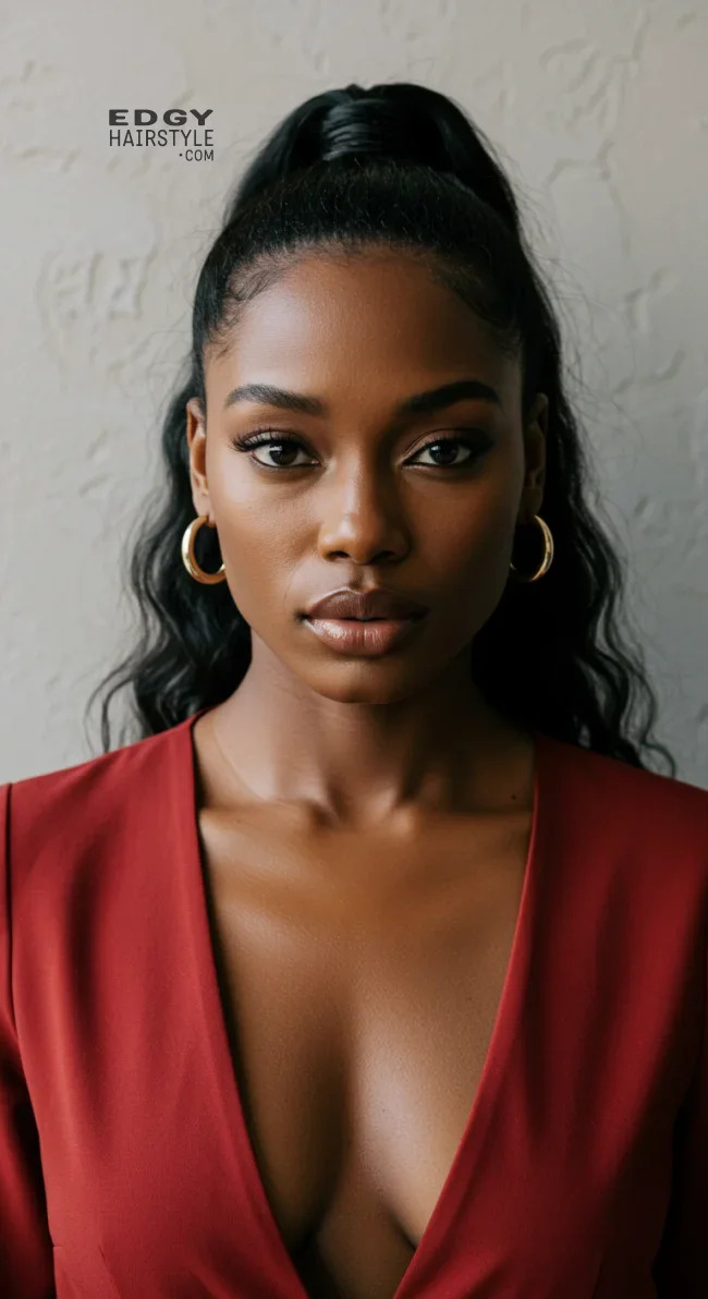 12. Half-Up, Half-Down Ponytail | 15 Stunning Ponytail Hairstyles For Black Women