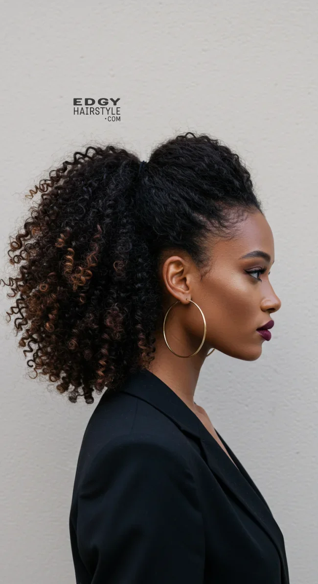 3. Curly High Ponytail | 15 Stunning Ponytail Hairstyles For Black Women