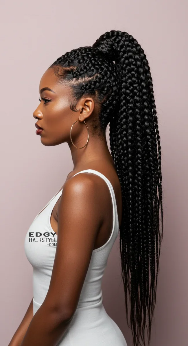 14. Jumbo Braid Ponytail | 15 Stunning Ponytail Hairstyles For Black Women