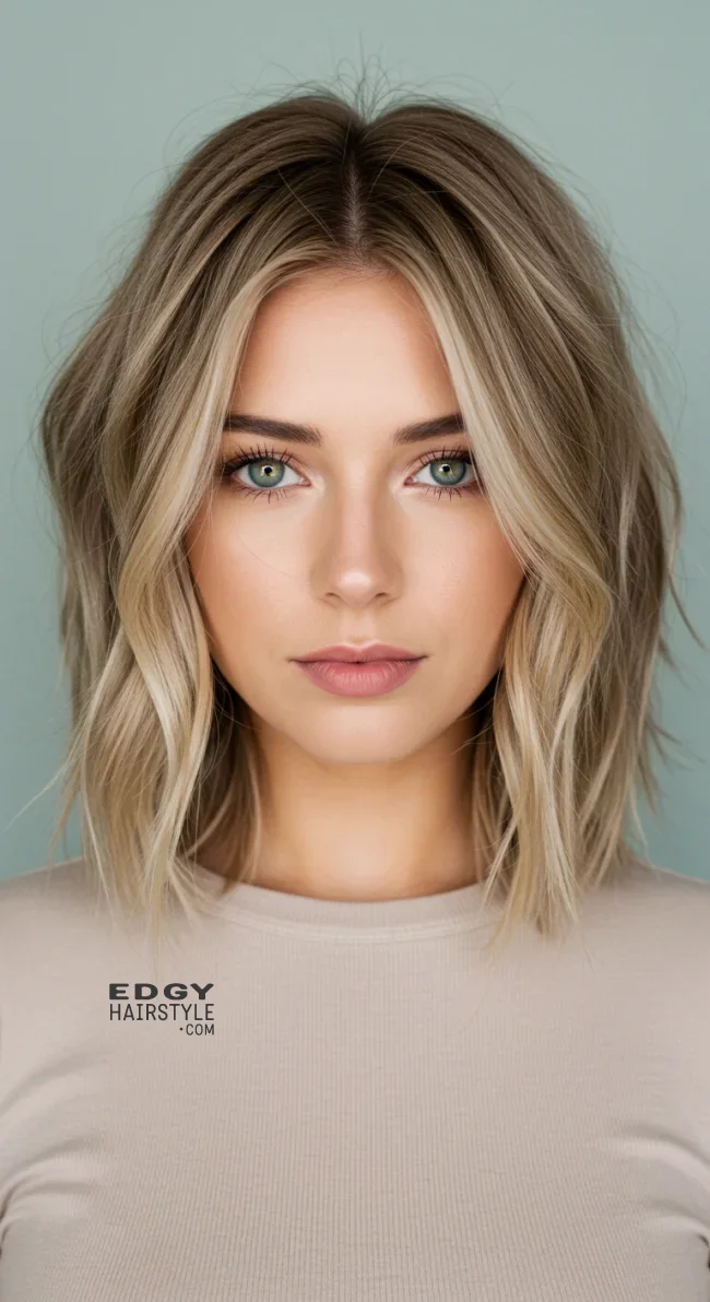 2. Shoulder-Length Blonde Balayage | Perfect Hair Colors For Blue Or Green Eyes
