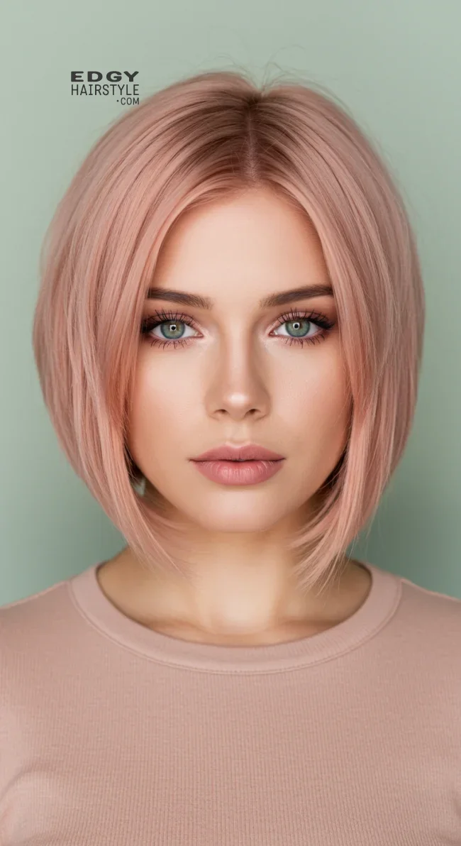 8. Soft Rose Gold Bob | Perfect Hair Colors For Blue Or Green Eyes
