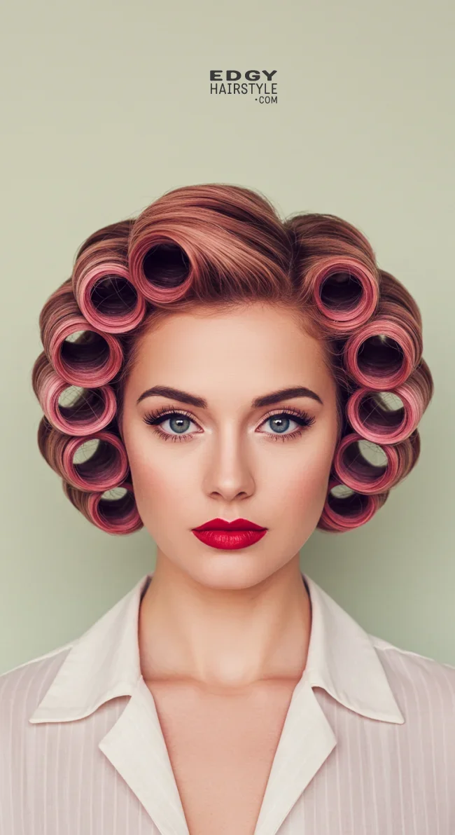 12. Retro Victory Rolls | Pretty In Pink: Curly Hairstyles To Rock Your Pink Hair!