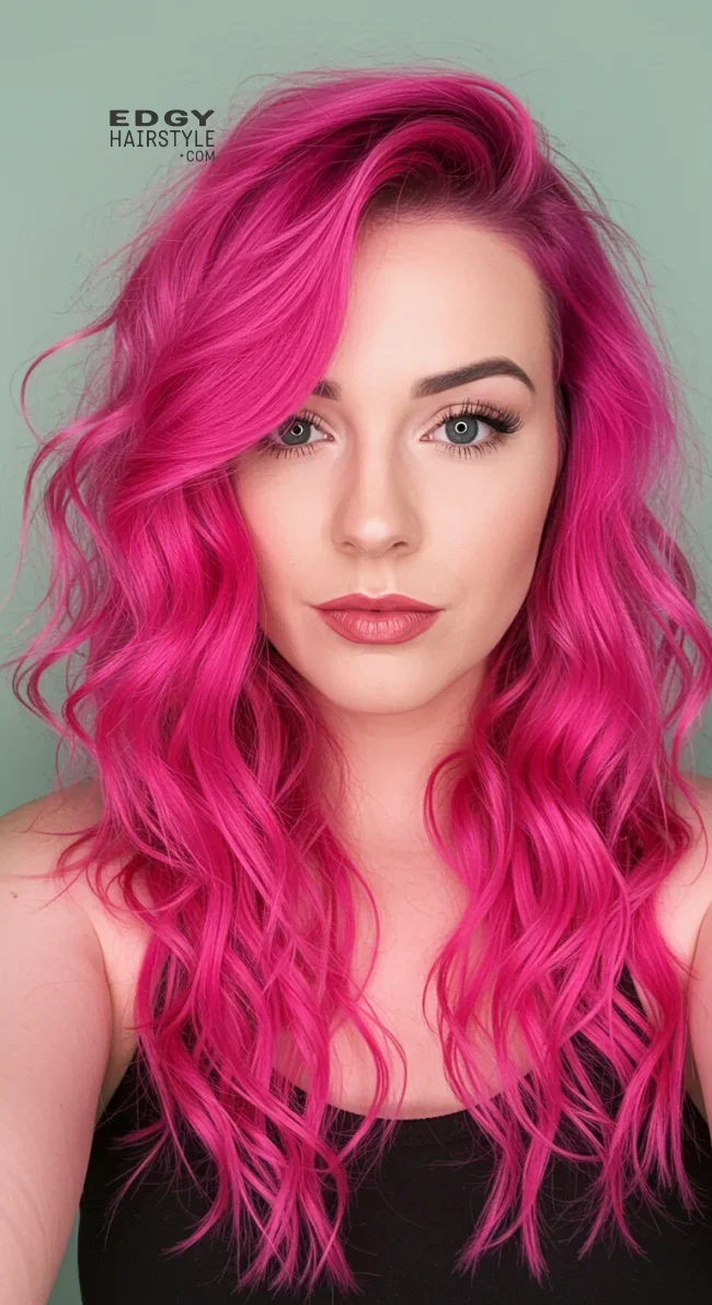 7. Side-Swept Pink Curls | Pretty In Pink: Curly Hairstyles To Rock Your Pink Hair!