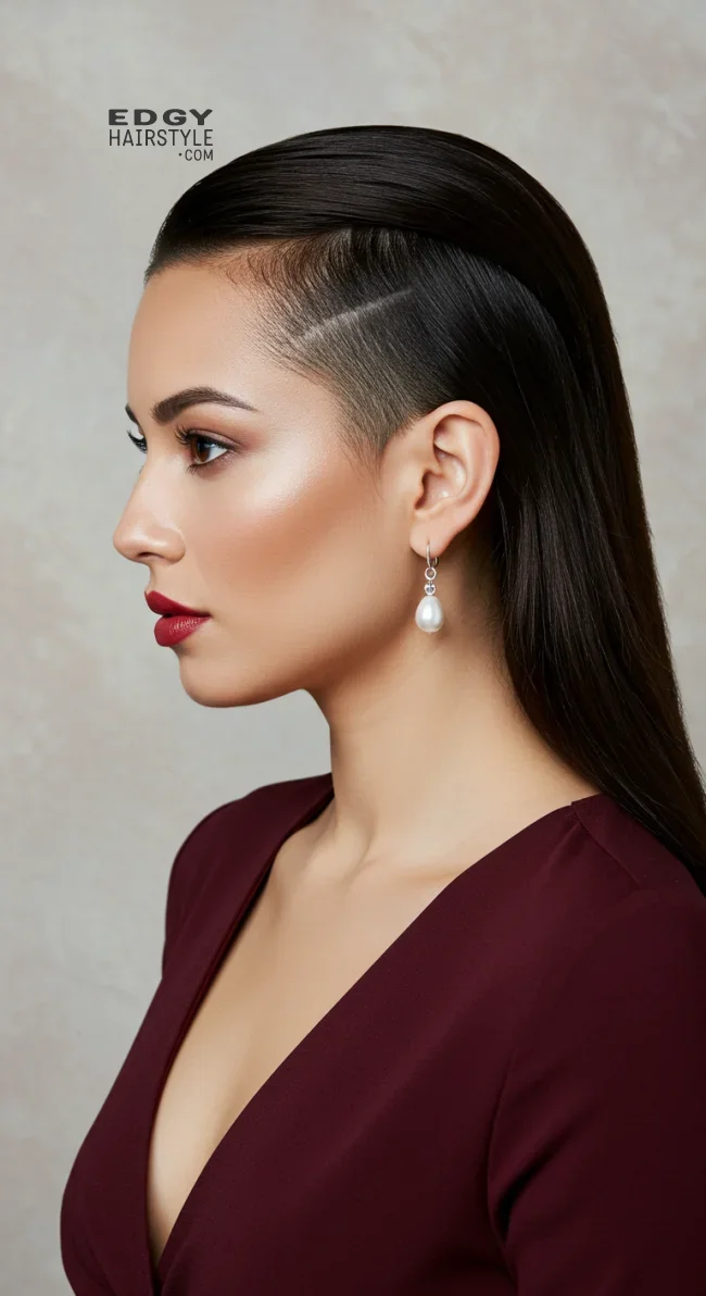 11. Slicked Back with Shaved Sides | Explore Long Hair With Shaved Sides Hairstyles