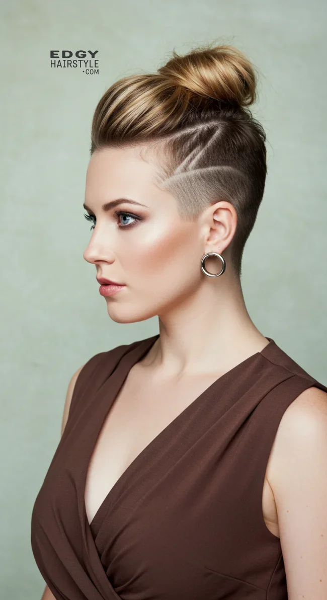7. Top Knot with Shaved Sides | Explore Long Hair With Shaved Sides Hairstyles