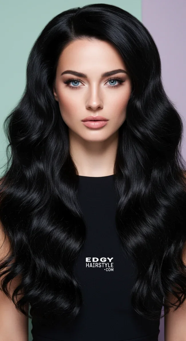 9. Jet Black | 15 Hair Colors For Gray Eyes To Bring Out Your Rare Charm