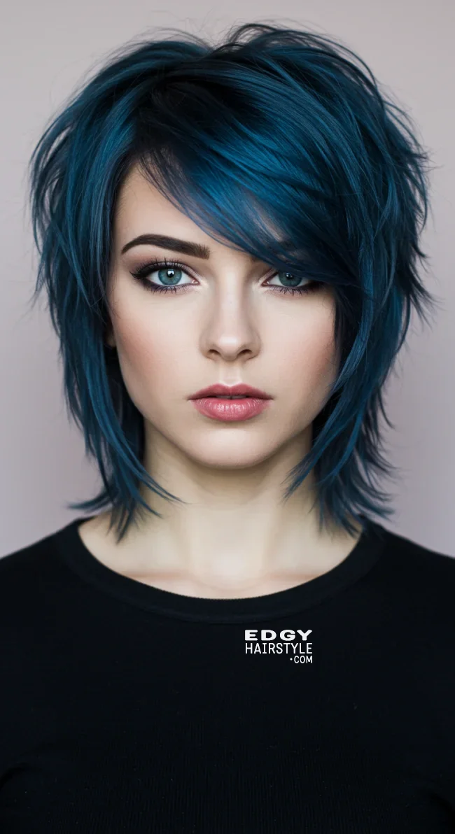10. Blue-Black | 15 Hair Colors For Gray Eyes To Bring Out Your Rare Charm