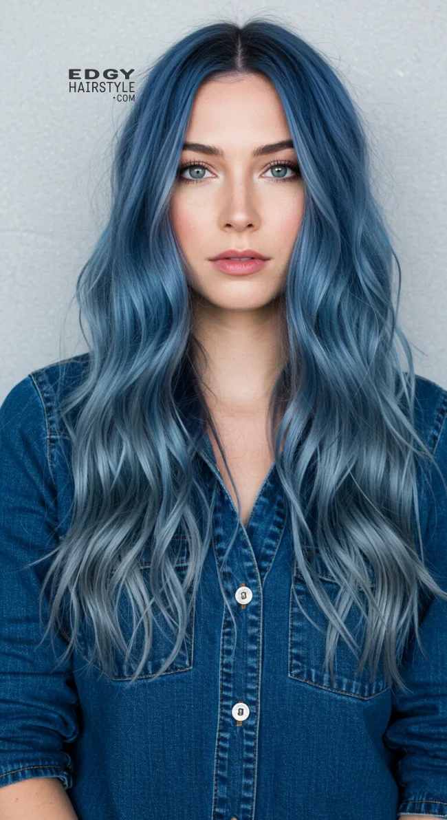 14. Blue Denim | 15 Hair Colors For Cool Skin Tones, According To Stylists