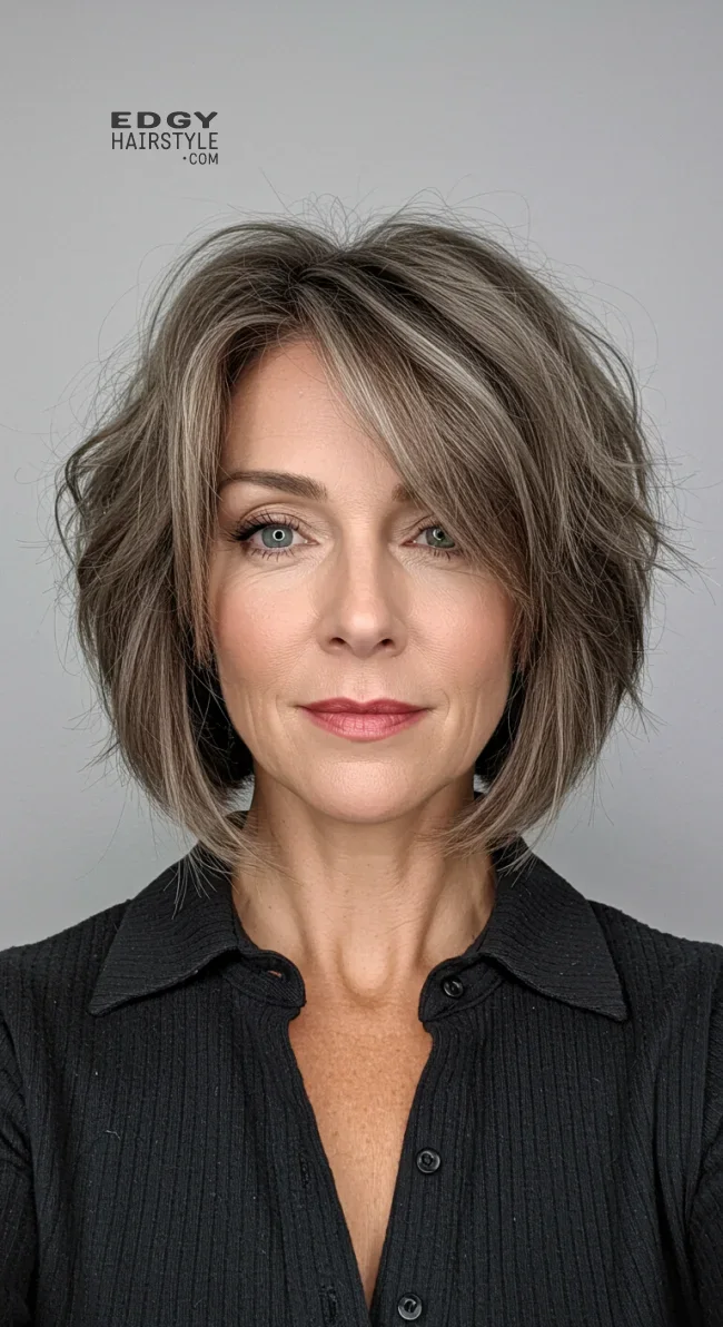 4. Textured Layered Bob | Layered Bob Hairstyles For Women Over 50 With Fine Hair
