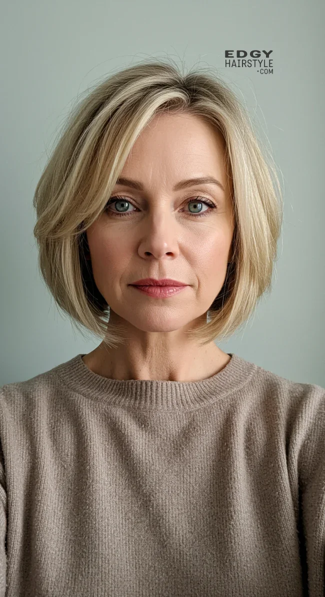 2. Chin-Length Layered Bob | Layered Bob Hairstyles For Women Over 50 With Fine Hair