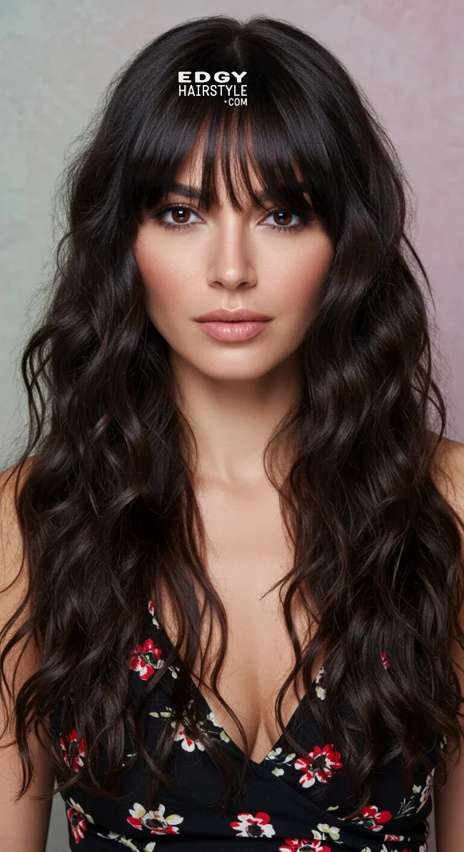 3. Curtain Bangs with Long Waves | 15 Trendy Hairstyles To Try In 2025
