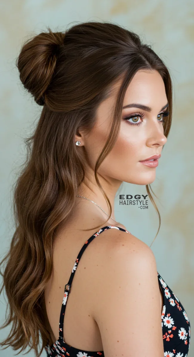 13. Half-Up Twisted Bun | 15 Trendy Hairstyles To Try In 2025