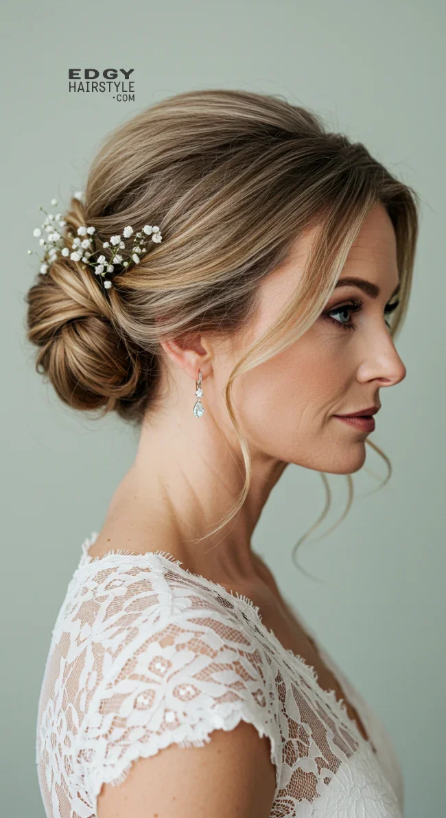 6. Low Bun With Face-Framing Strands | 15 Gorgeous Mother Of The Bride Hairstyles For A Special Day