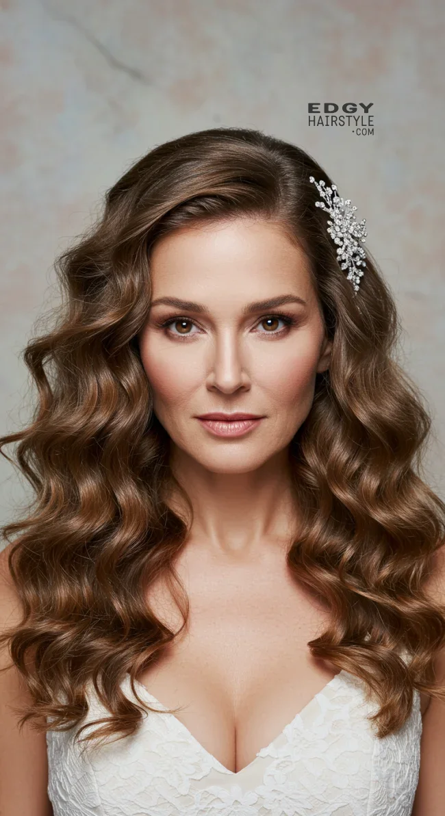 5. Voluminous Curls With Hairpiece | 15 Gorgeous Mother Of The Bride Hairstyles For A Special Day