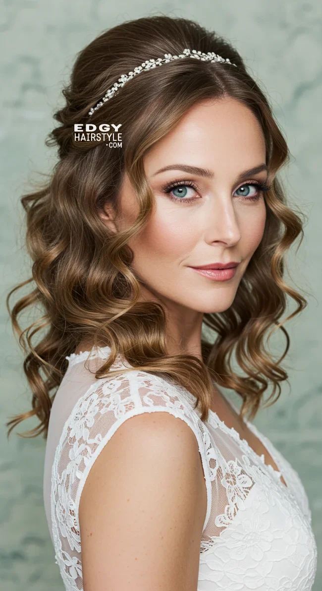 7. Half-Up, Half-Down With Loose Curls | 15 Gorgeous Mother Of The Bride Hairstyles For A Special Day