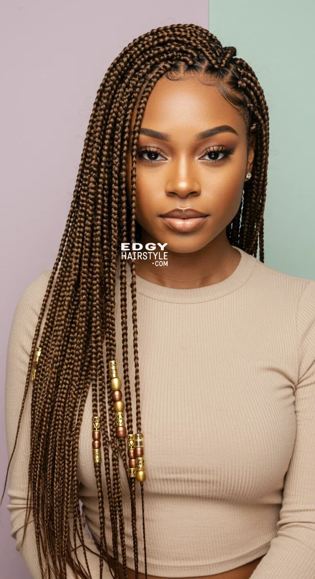7. Feed-in Braids with Beads | 7 Enchanting Braids With Beads Hairstyles