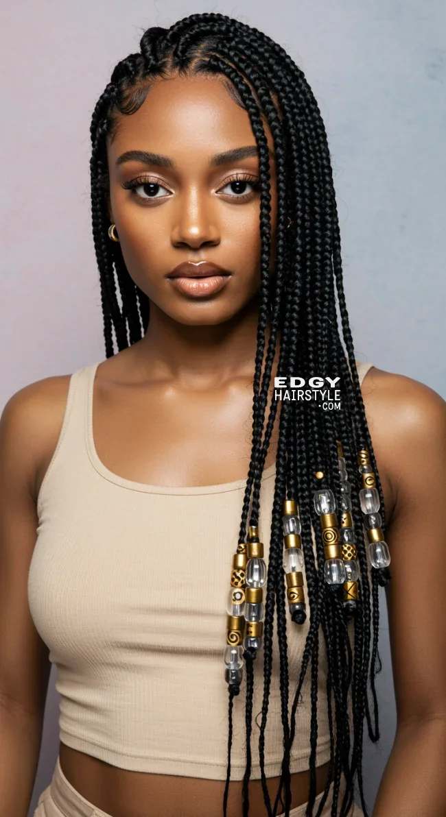 2. Box Braids with Beads | 7 Enchanting Braids With Beads Hairstyles