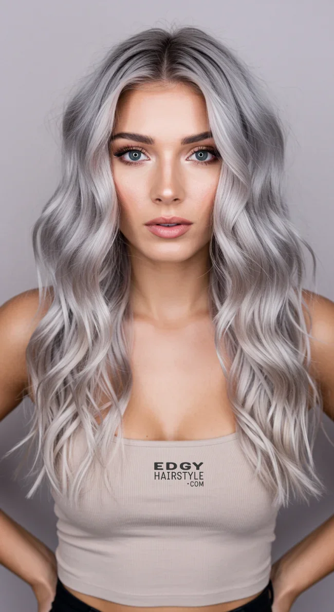 8. Champagne Silver Balayage | Balayage Transition To Grey Hair - Gray Hair Balayage