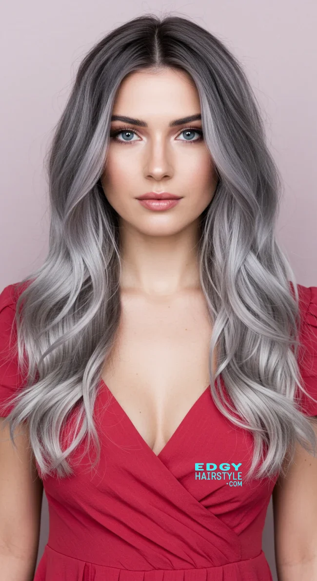 15. Ash Brown to Gray Balayage | Balayage Transition To Grey Hair - Gray Hair Balayage