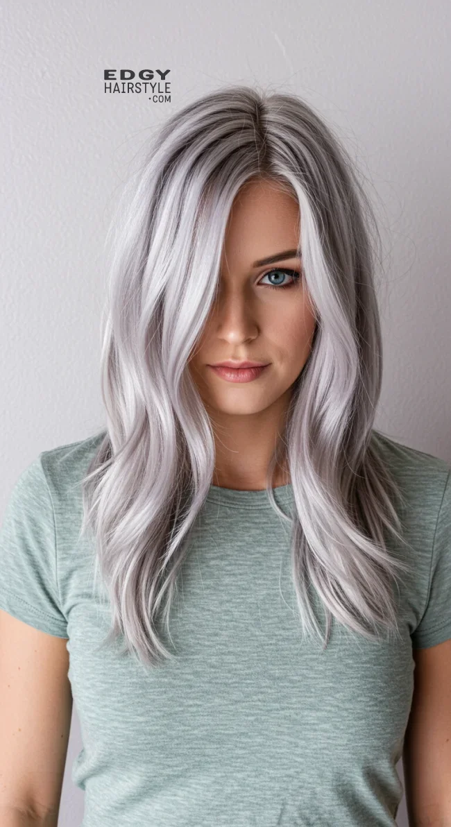 5. Soft Pearl Gray Balayage | Balayage Transition To Grey Hair - Gray Hair Balayage