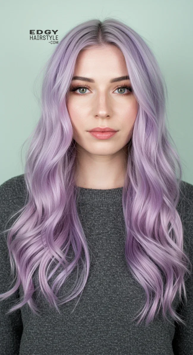 7. Lavender-Tinted Gray Balayage | Balayage Transition To Grey Hair - Gray Hair Balayage