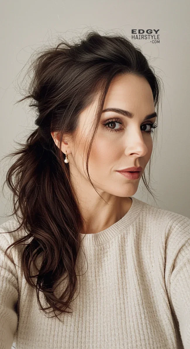 10. Messy Low Ponytail | Chic Long Hairstyles For Women Over 40