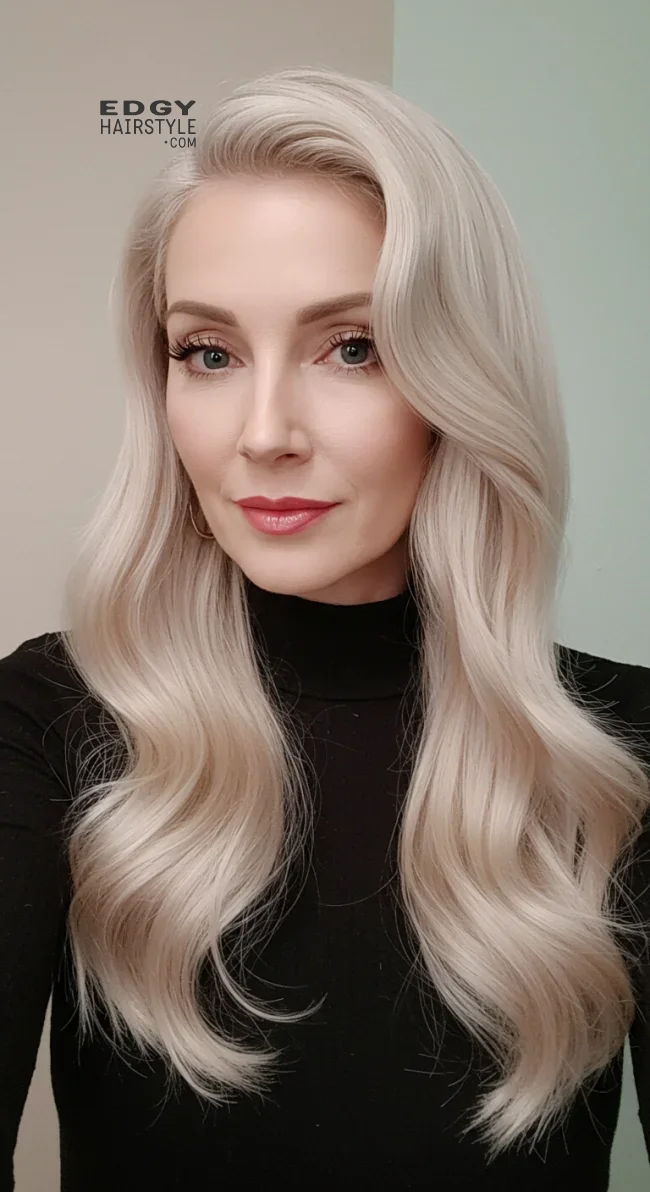 11. Hollywood Glam Waves | Chic Long Hairstyles For Women Over 40
