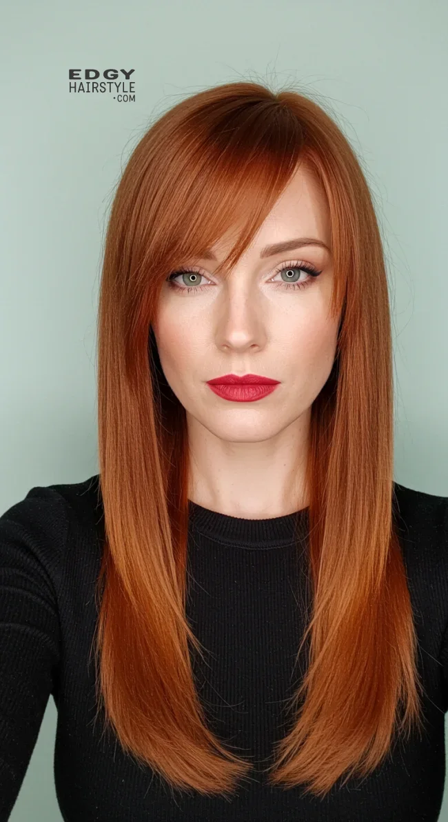 3. Side-Swept Bangs with Long Hair | Chic Long Hairstyles For Women Over 40