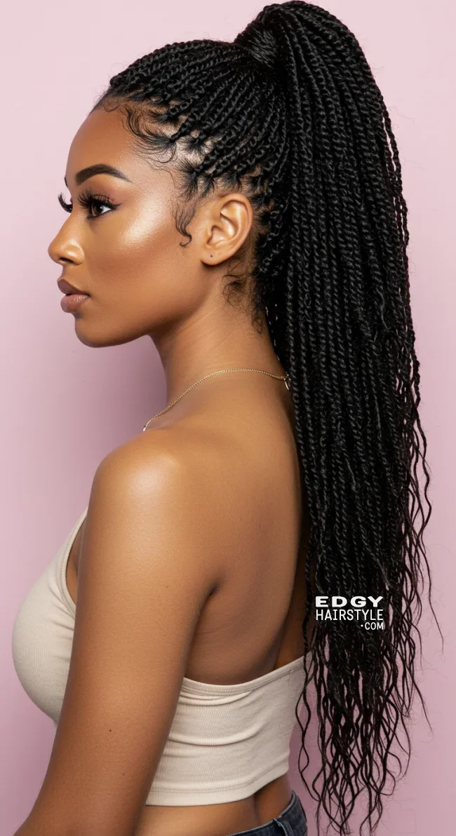 3. Senegalese Twists Ponytail | 10 Creative Twist Hairstyles For A Bold And Beautiful Look