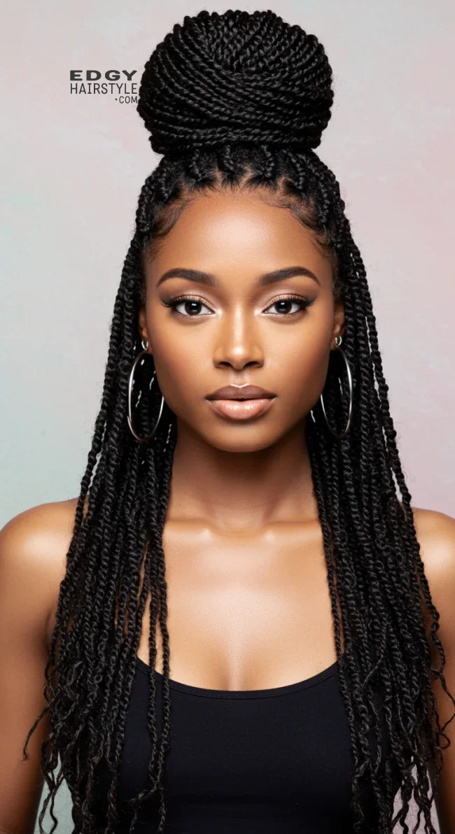 9. Half-Up, Half-Down Twist Style | 10 Creative Twist Hairstyles For A Bold And Beautiful Look