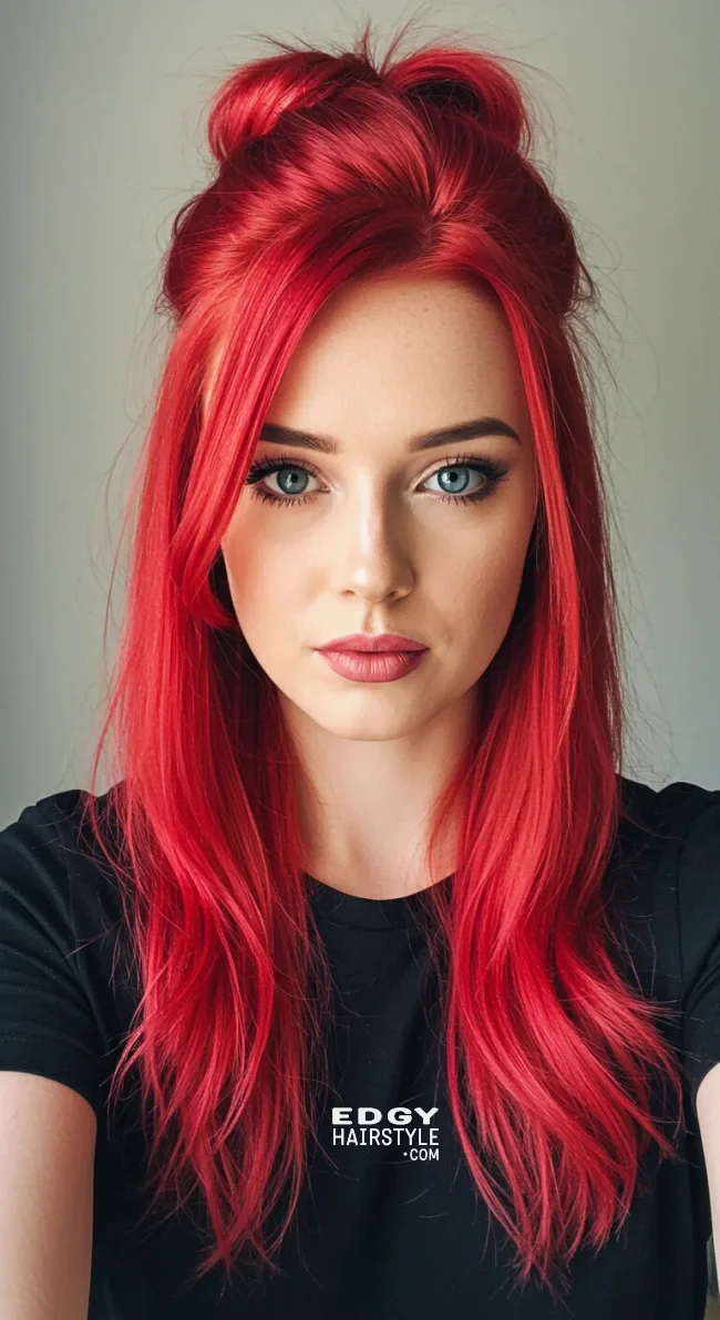 12. Romantic Red Half-Updo | Radiant Red Locks: Embracing The Beauty Of Natural