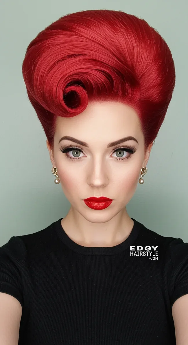 11. Retro Red Beehive | Radiant Red Locks: Embracing The Beauty Of Natural